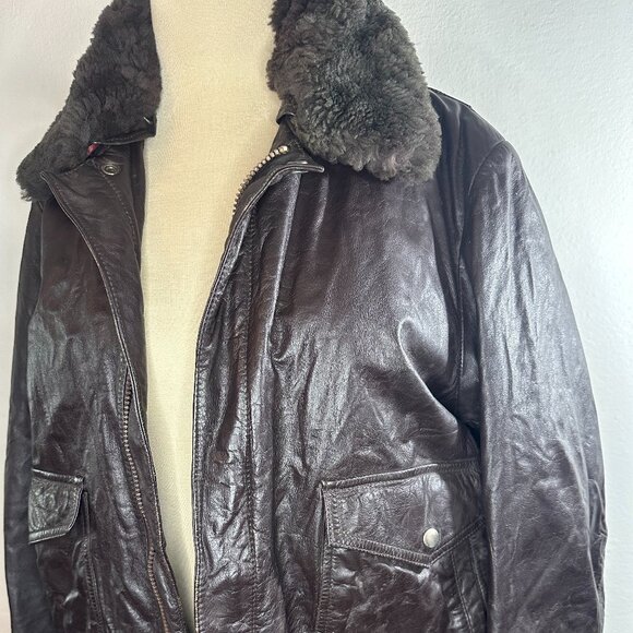 Brown Leather Vintage Bomber - Picture 2 of 11